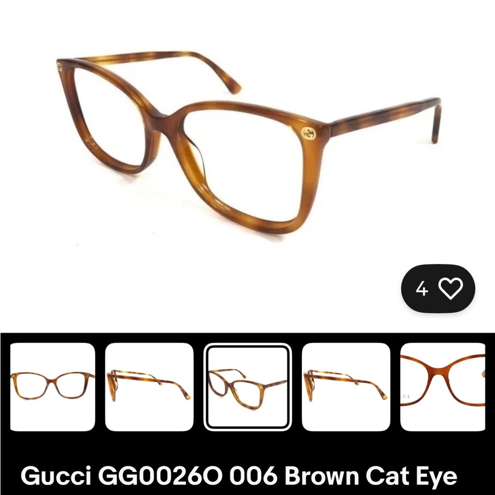 Gucci Brown Cateye Eyeglasses GG0026O - Picture 2 of 10